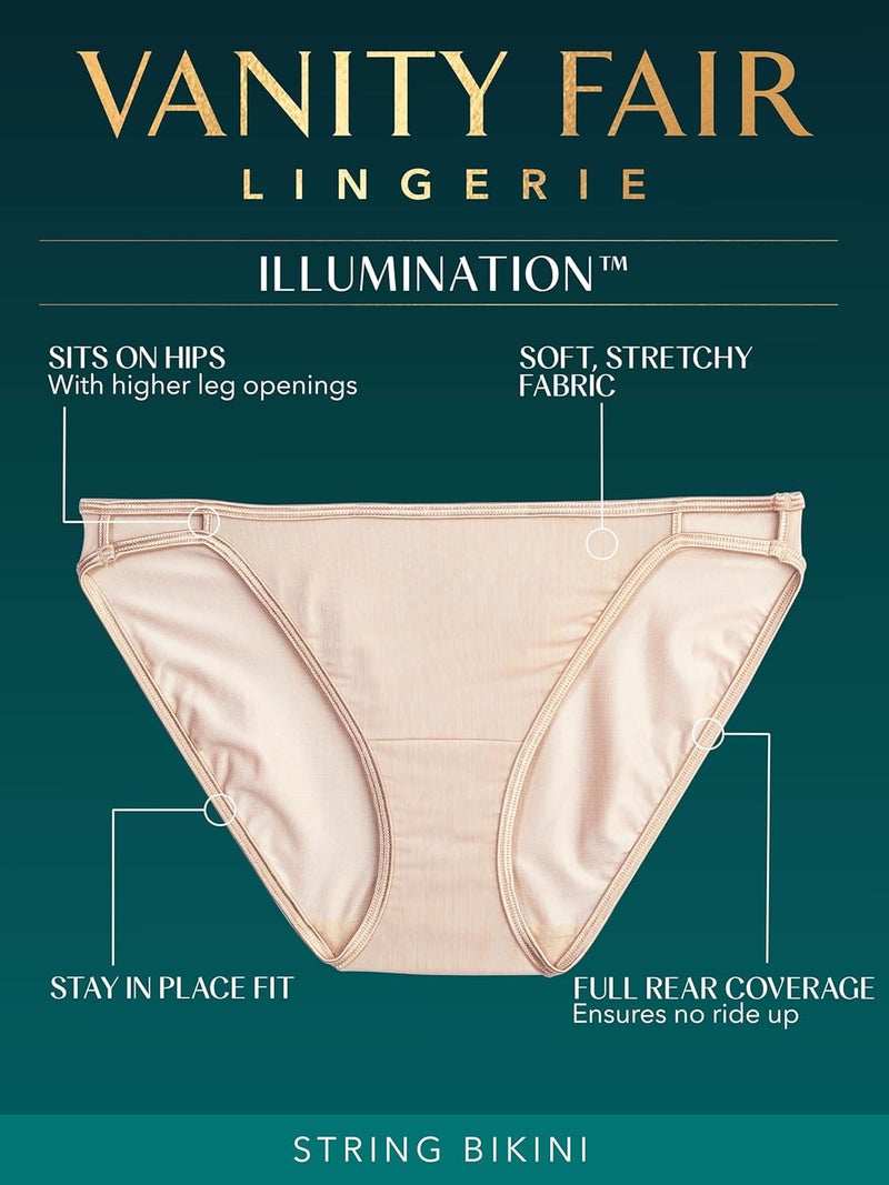Vanity Fair Women's Illumination String Bikini Panties in Midnight Black - Silky Stretch with Satin Trim - Image 4